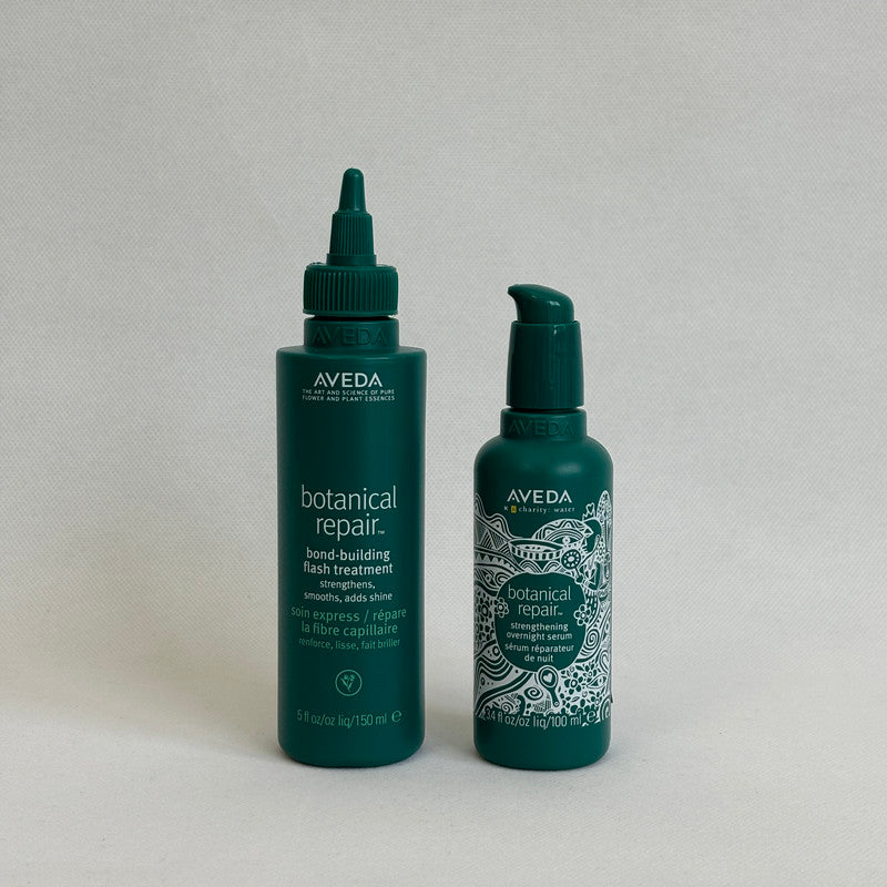 aveda botanical repair set of 2: flash treatment + overnight serum