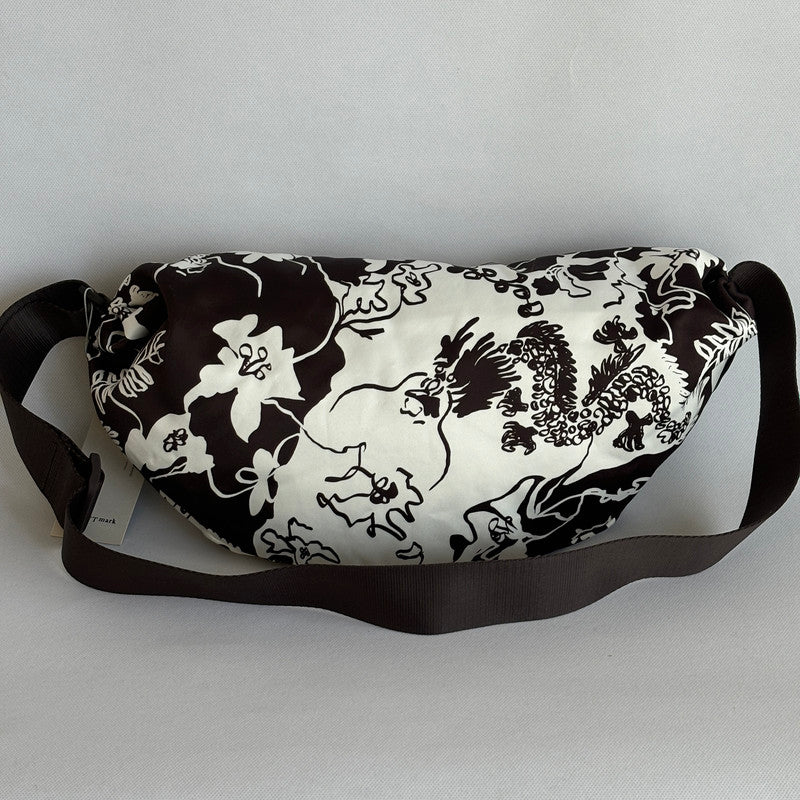 cos brown floral dragon print crossbody bag