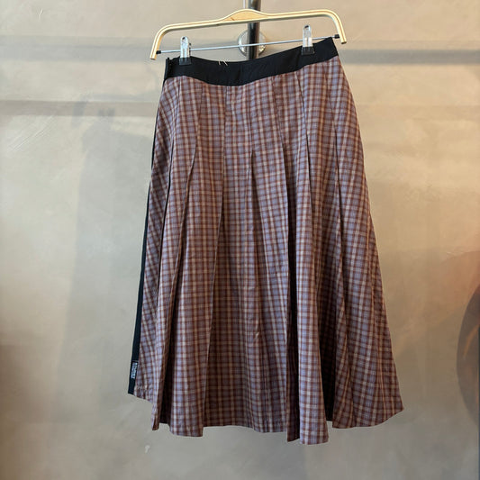 stussy black x checcked pleated skirt