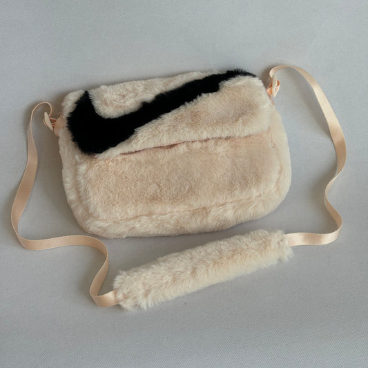 nike cream furry logo bag