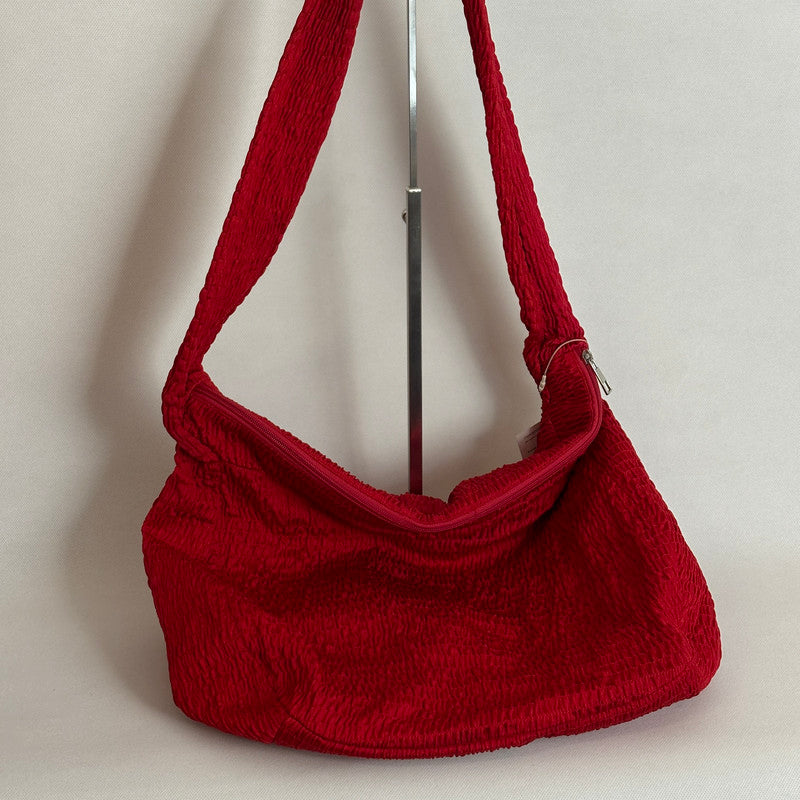 / red ruffel crossbody bag