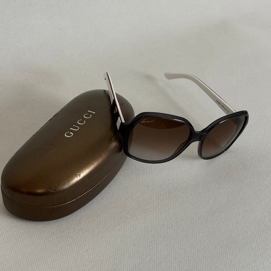 gucci white arm sunglasses with logo