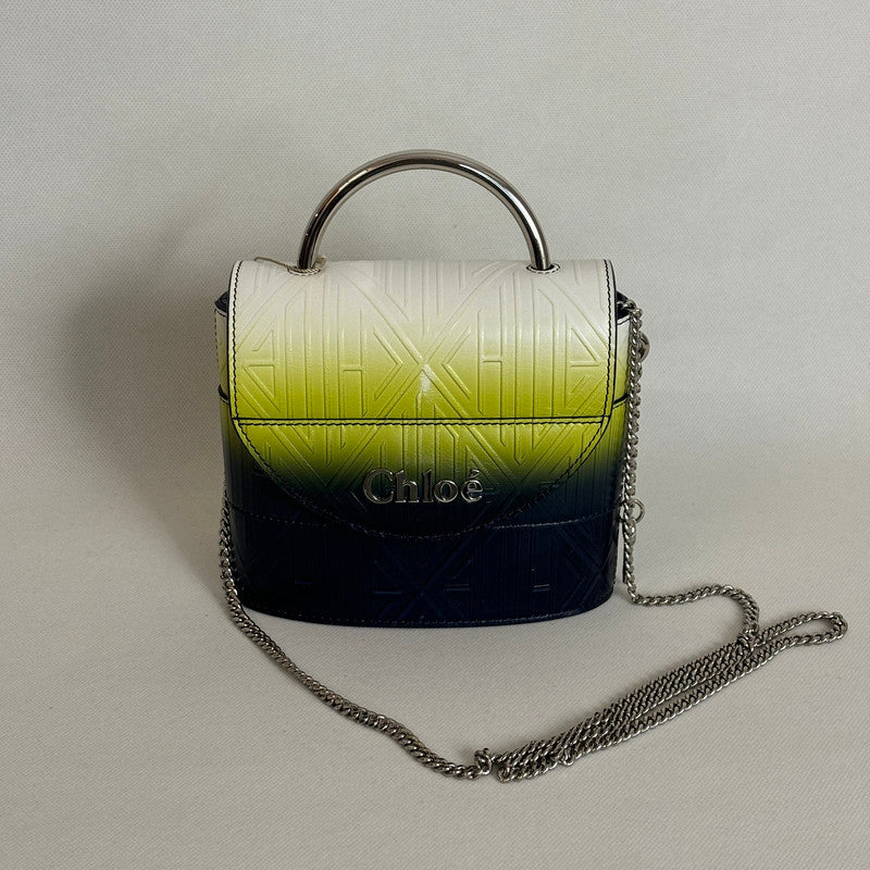 chloe navy neon gradient chain bag