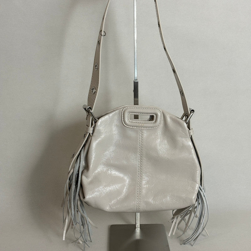 maje off white fringed creased leather bag