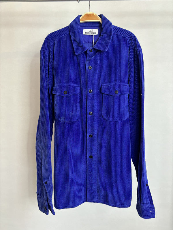 stone island blue corduroy shirt  jacket