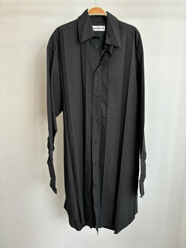 balenciaga black pleated shirt