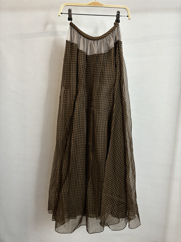 fendi chiffon checked maxi skirt