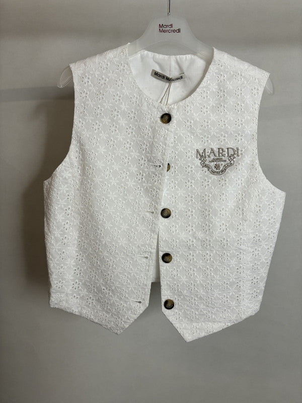 mardi mercredi white embroideried vest