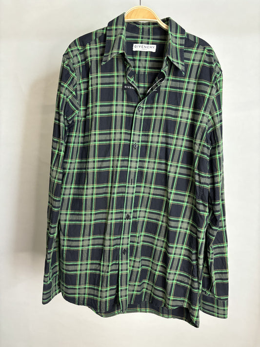 givenchy green checked shirt