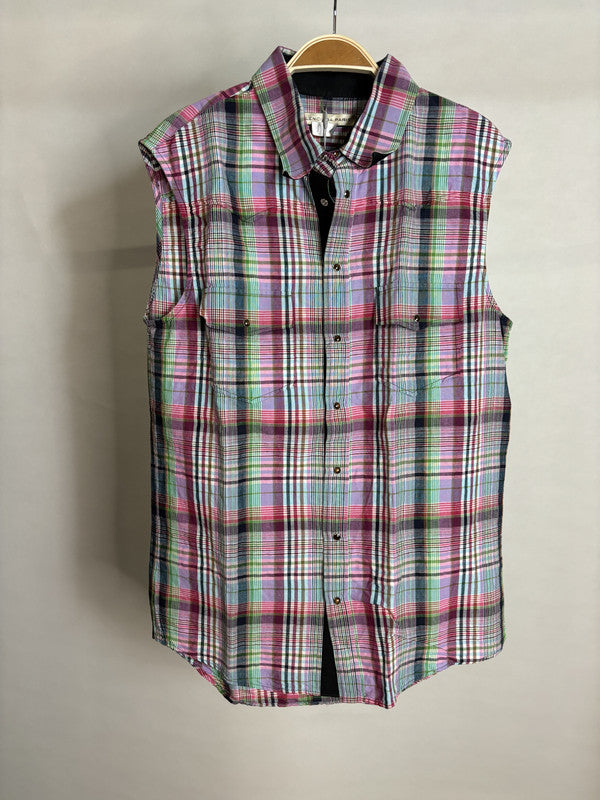 balenciaga colorful checked shirt vest