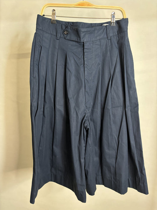 alexander mcqueen navy pleated pants