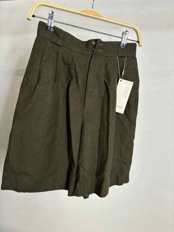 / green wool shorts