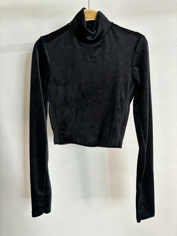 adidas black velvet long sleeve top