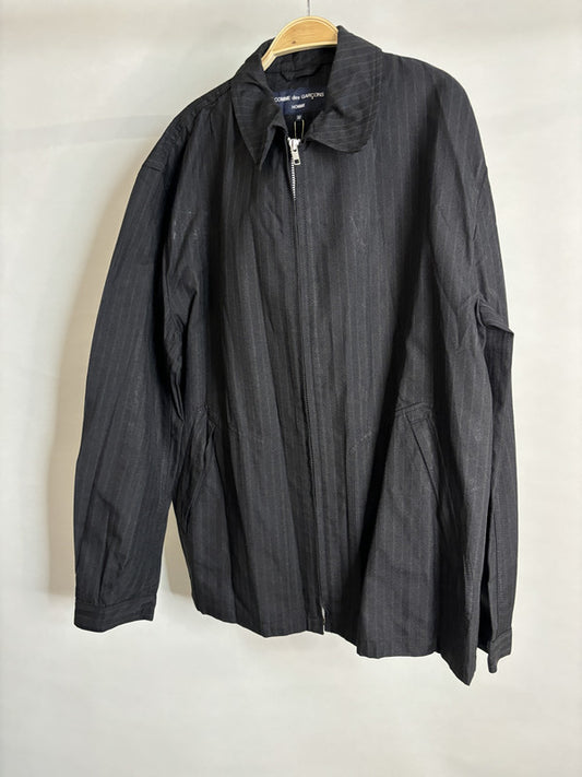 comme des garcon homme black pinstripe zip jacket