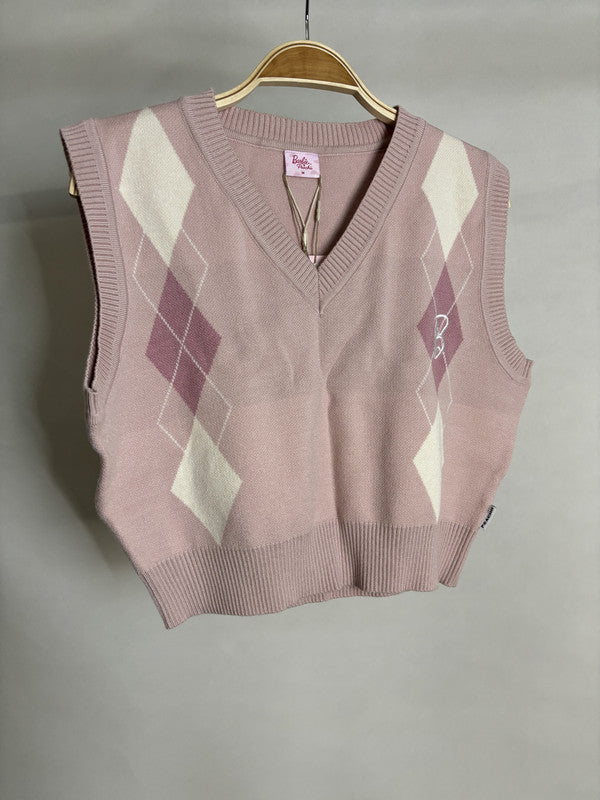 barbie pink knit vest