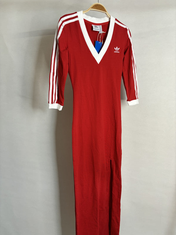 adidas red v neck dress