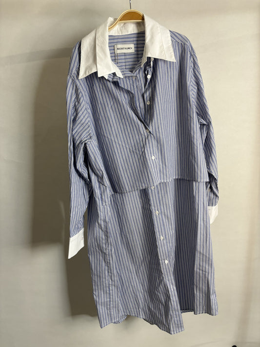 rocket x lunch blue stripe shirt dress