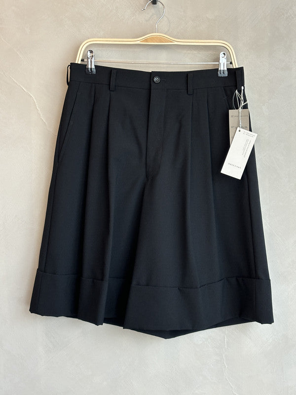 comme des garcon homme plus black pleated shorts