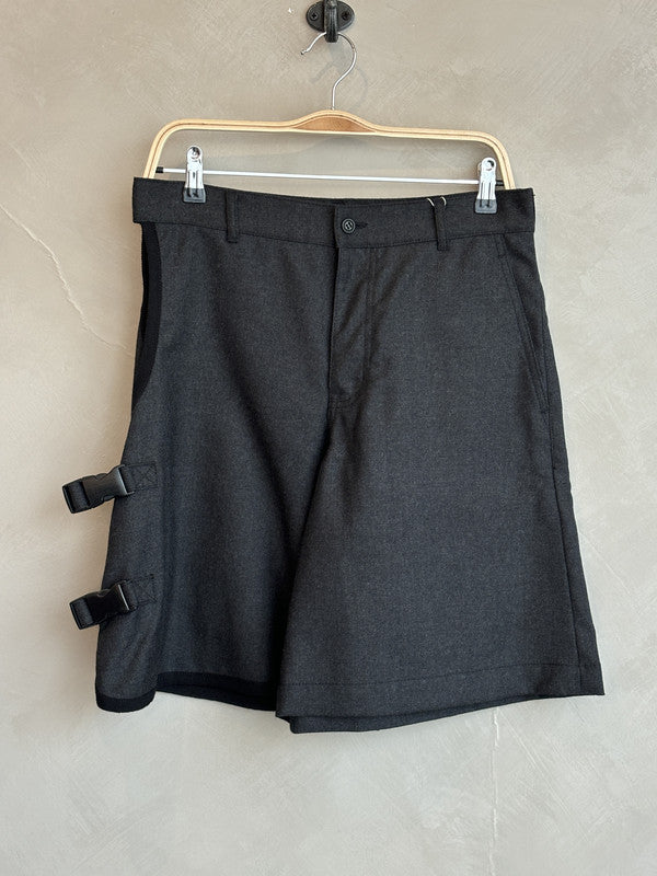 comme des garcon homme plus dark grey wool shorts