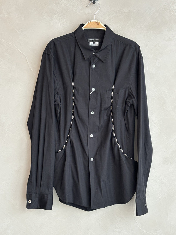 comme des garcon homme plus black button shirt