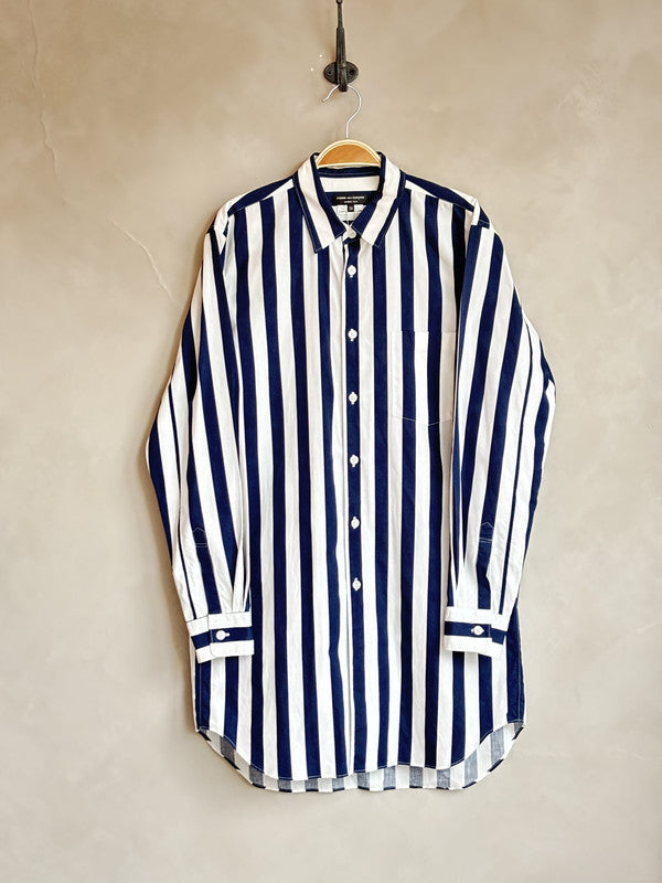 comme des garcon homme plus navy stripe long shirt