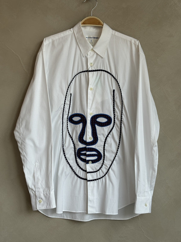 CDG SHIRT white face motif embroidered shirt