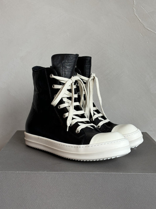 RICK OWENS black high top leather sneakers