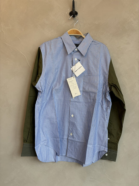 comme des garcon homme army green sleeve stripe shirt