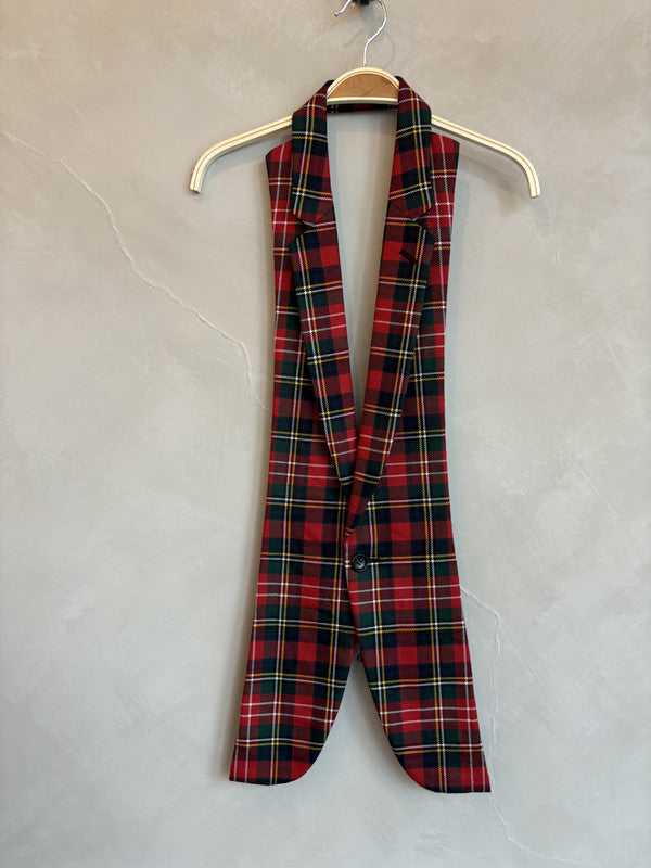 comme des garcon homme plus red checked collar vest