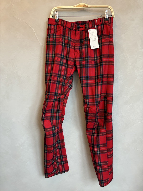 comme des garcon homme plus red checked wool pants