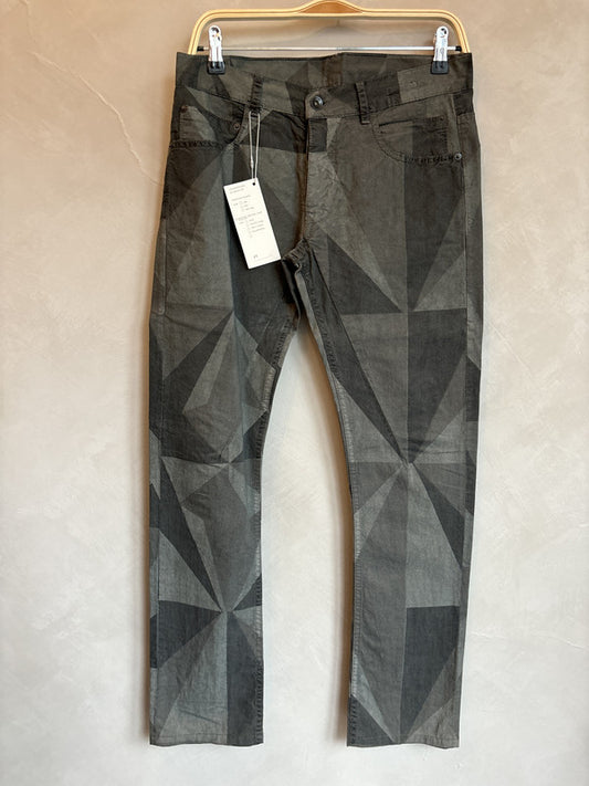 DRKSHDW Khaki green polygon print pants