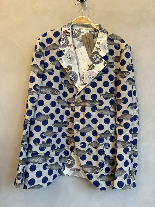 comme des garcon homme plus blue polka fish blazer