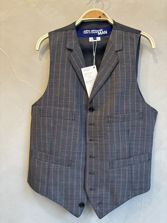 junya watanabe grey pin stripe wool vest