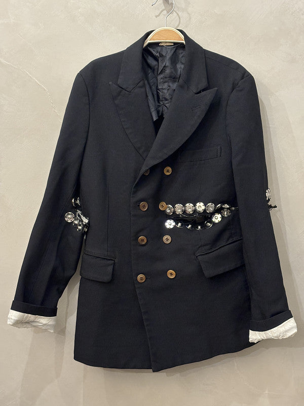 comme des garcon homme plus black button blazer