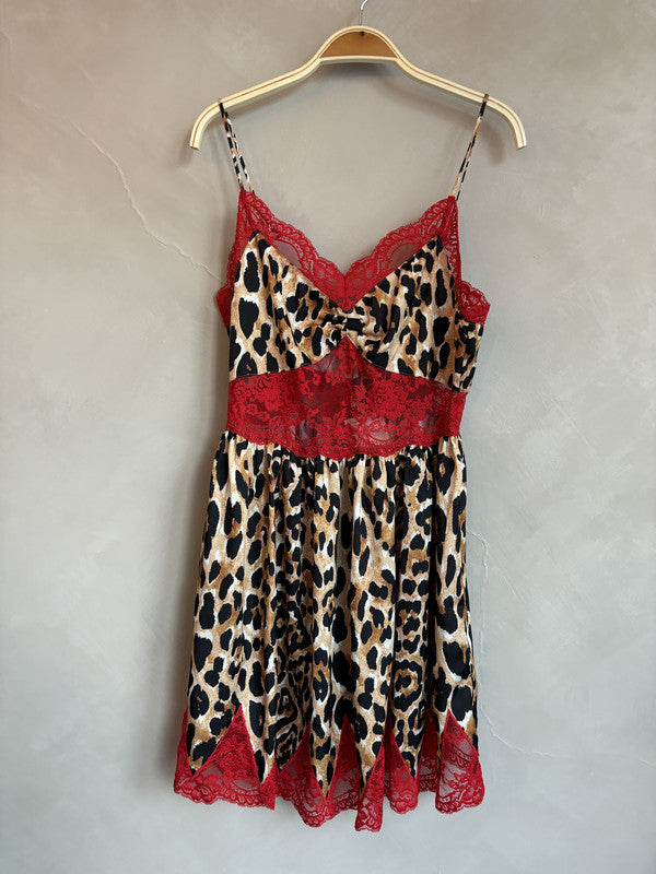 RABANNE x H&M red lace animal print dress