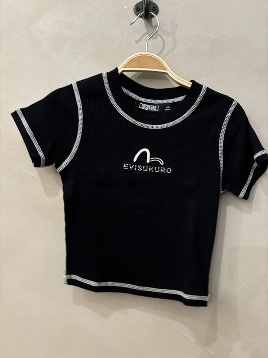 evisu kuro black crop top