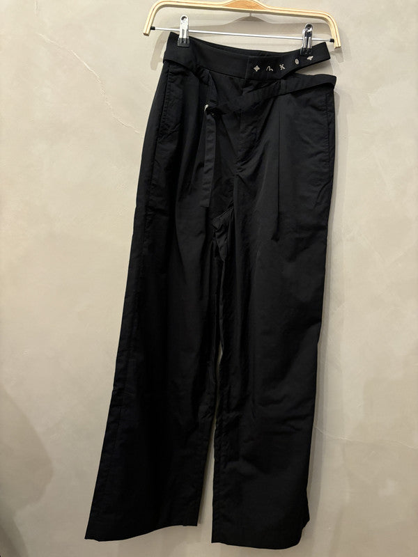 evisu kuro black pants waist cut out details