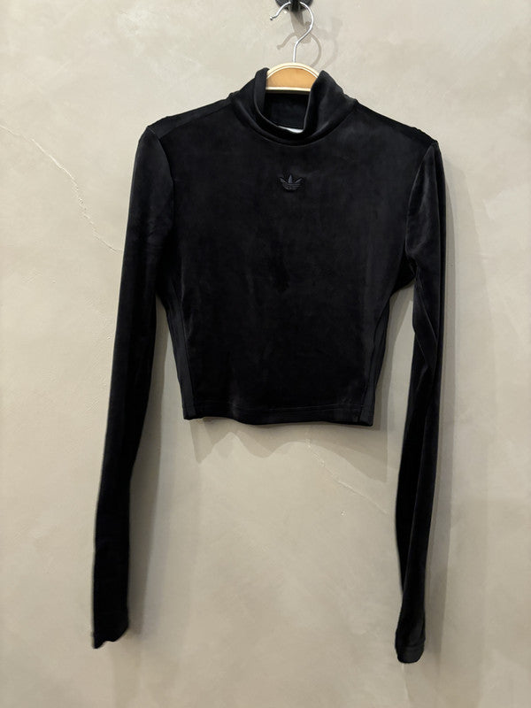 adidas black velvet long sleeve top