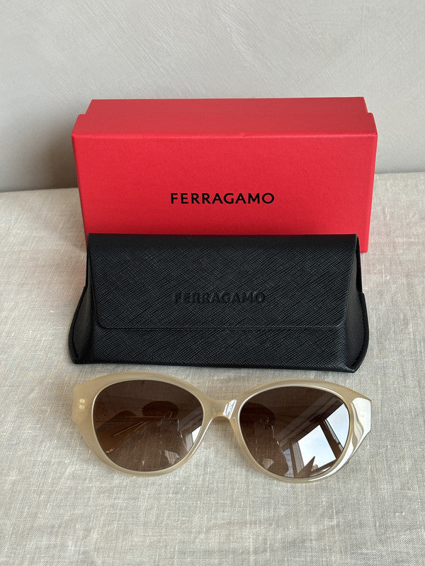 salvatore ferragamo beige sunglasses