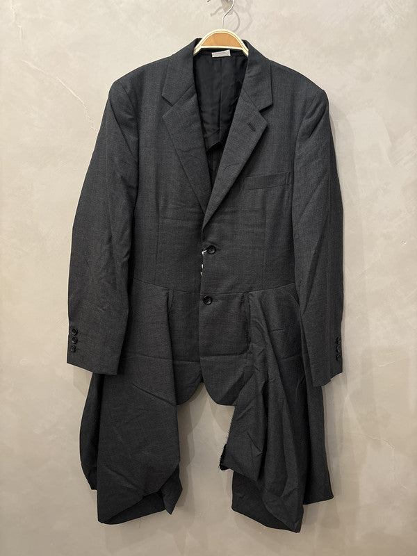 comme des garcon homme plus grey hem cut out jacket