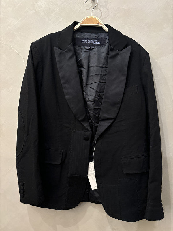 junya watanabe black patched satin collar blazer