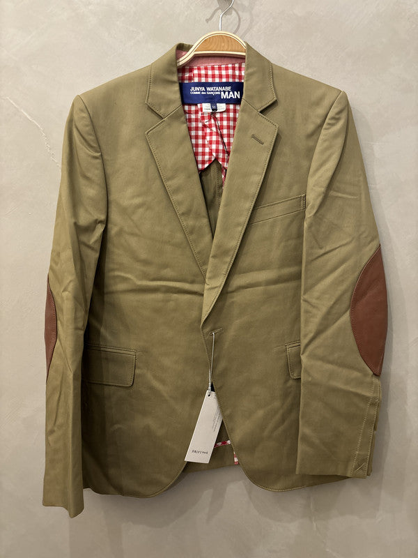 junya watanabe khaki patched elbow blazer