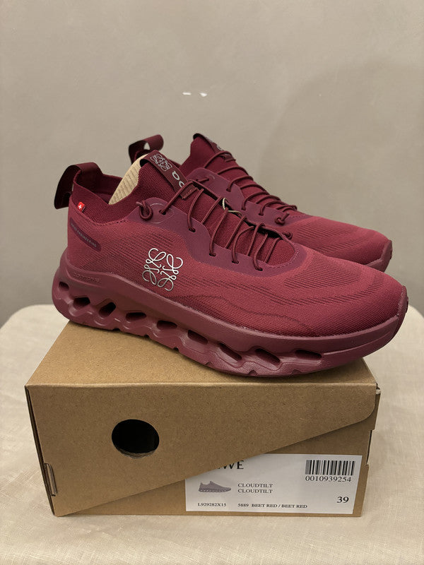 loewe x ON cloudtilt burgundy sneakers