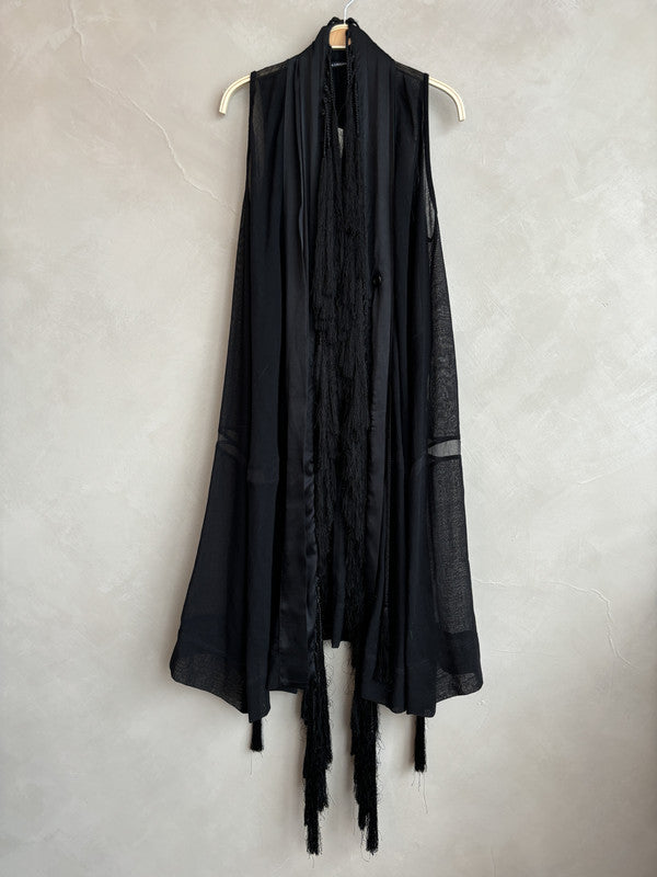 Ann Demeulemeester black silk tassel vest