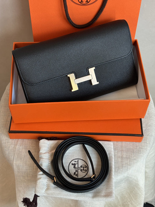 hermes Black Constance to go bag