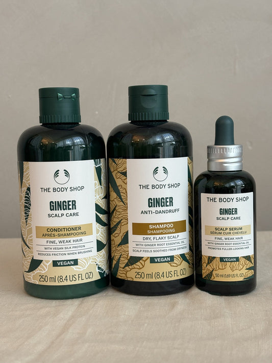 the body shop Ginger Scalp Care Set of 3: Shampoo + Conditioner + Scalp Serum