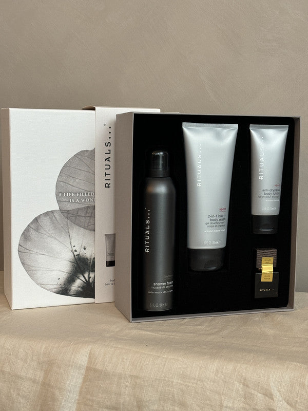 rituals Homme Gift Set of 4: Body Lotion + Shower Foam + Hair & Body Wash + Eau de Parfum