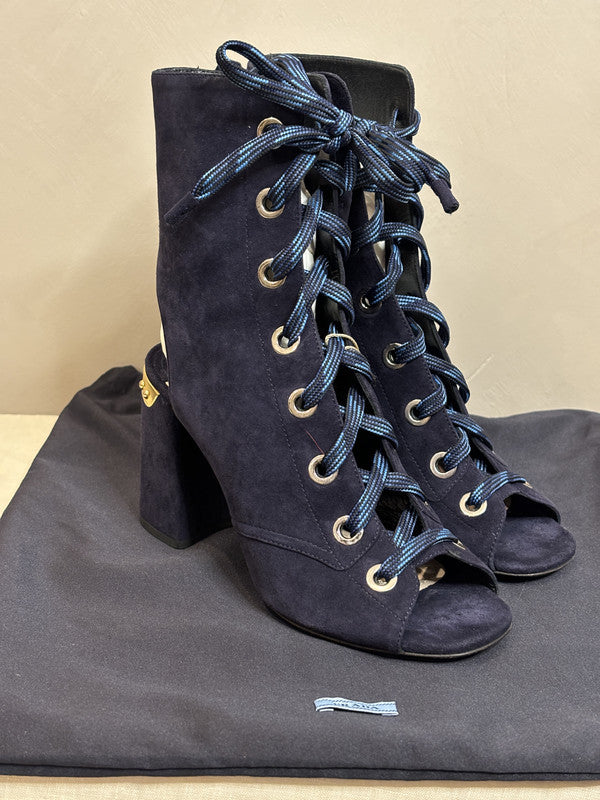 prada Navy suede heels