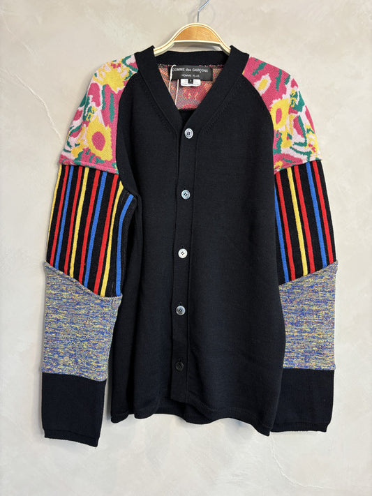 comme des garcon homme plus Black Sleeve patchwork cardigan