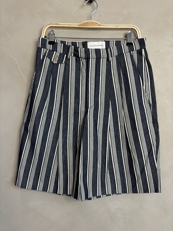 KING TUCKFIELD Navy stripe cotton shorts